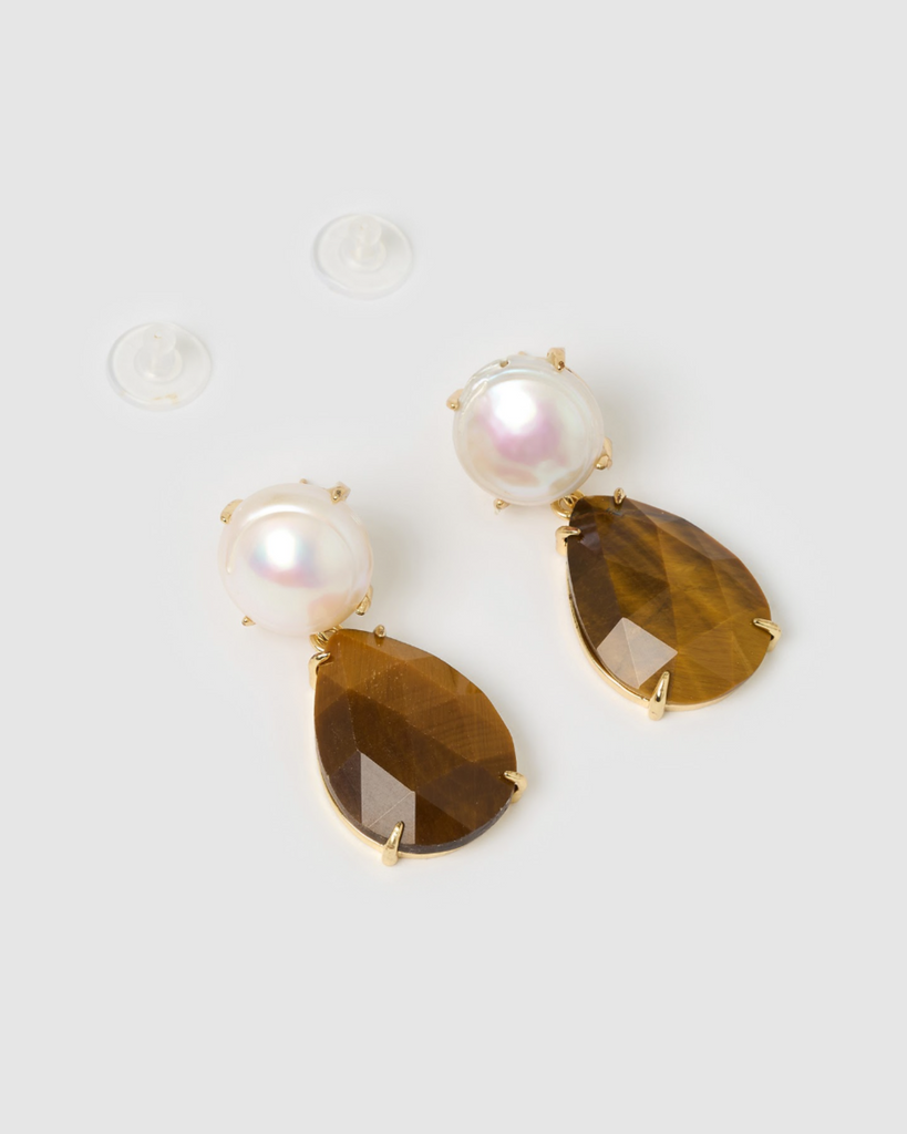 Miz Casa & Co Rey Earrings in Tigers Eye