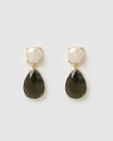 Miz Casa & Co Meira Earrings in Rose Quartz Gold