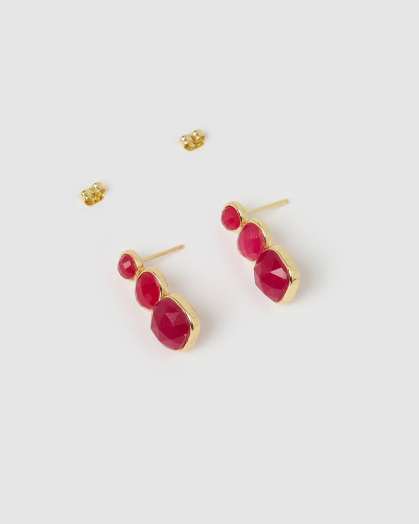 Miz Casa & Co Lux Stud Earrings Red Jasper