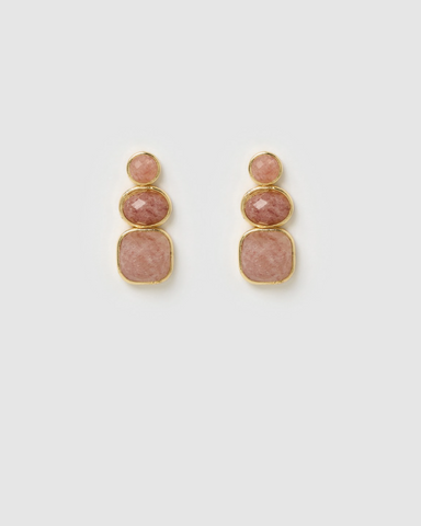 Miz Casa & Co Meira Earrings in Rose Quartz Gold