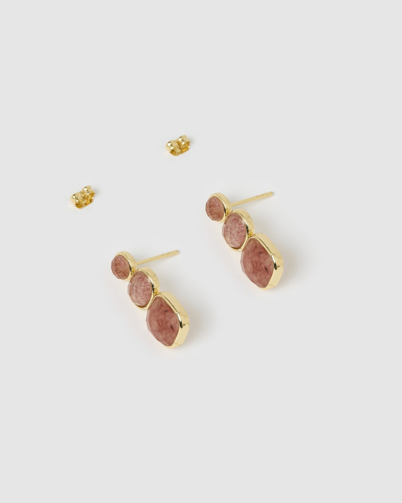 Miz Casa & Co Lux Stud Earrings Rose Quartz