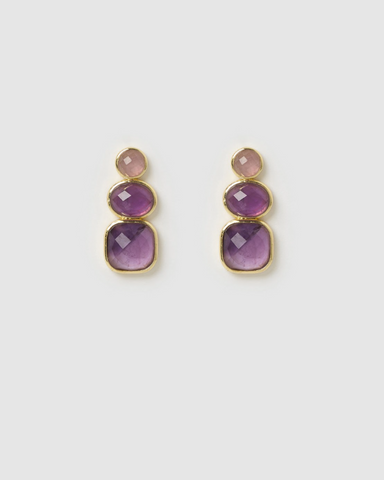 Miz Casa & Co Meira Earrings in Rose Quartz Gold