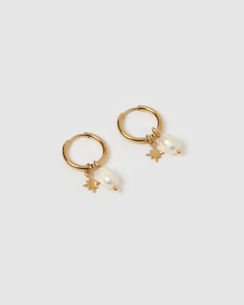 Miz Casa & Co Renee Huggie Earring Gold Pearl