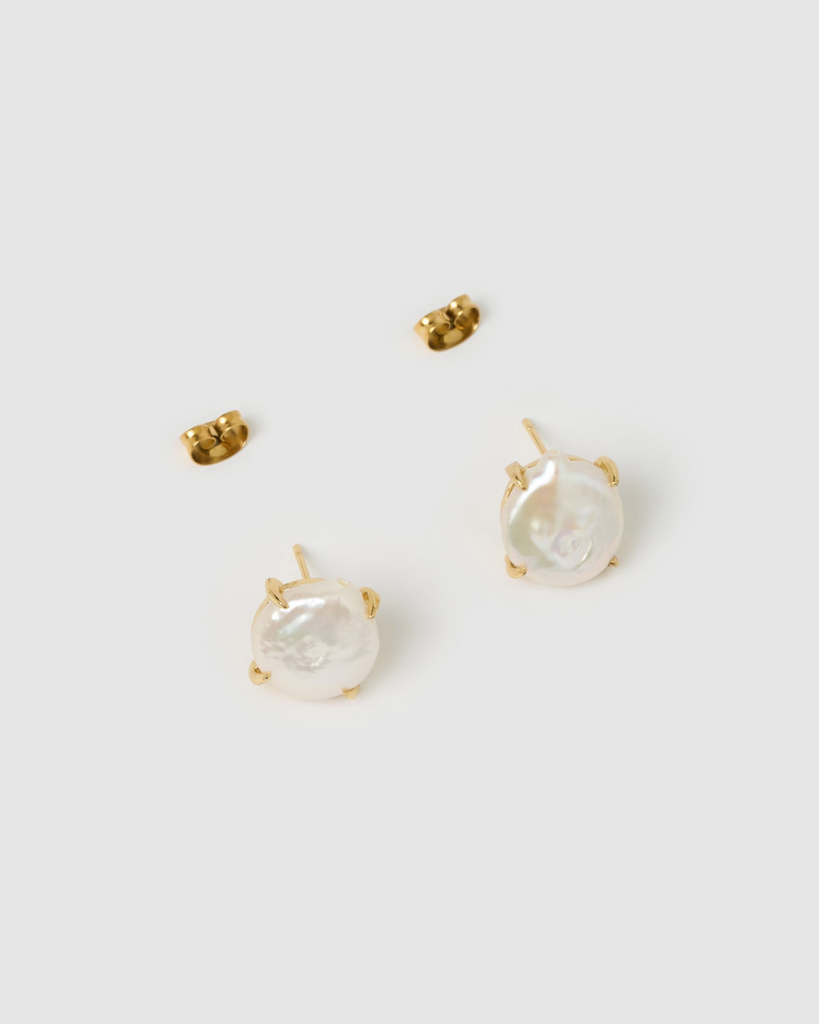 Miz Casa & Co Anaya Pearl Stud Gold Pearl