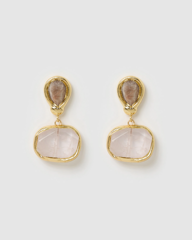 Miz Casa & Co Zola Earrings in Rose Quartz Gold