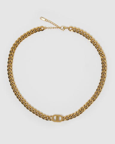 Miz Casa & Co Jess Lock Necklace Gold Black Onyx