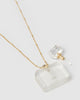 Miz Casa & Co Zella Necklace Perfume Bottle Clear Gold